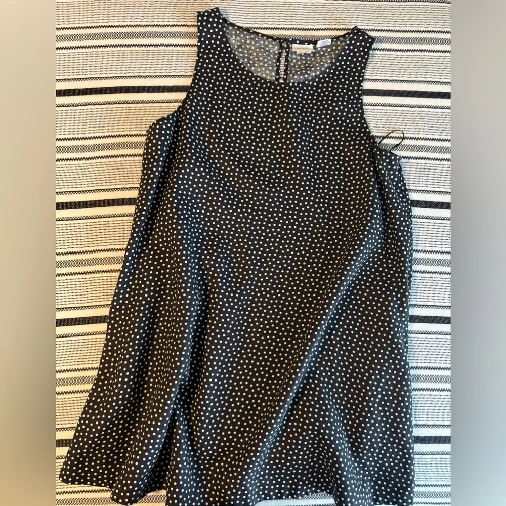 Nicole Miller Black and White Women Dress A Line Polka Dot XL Linen